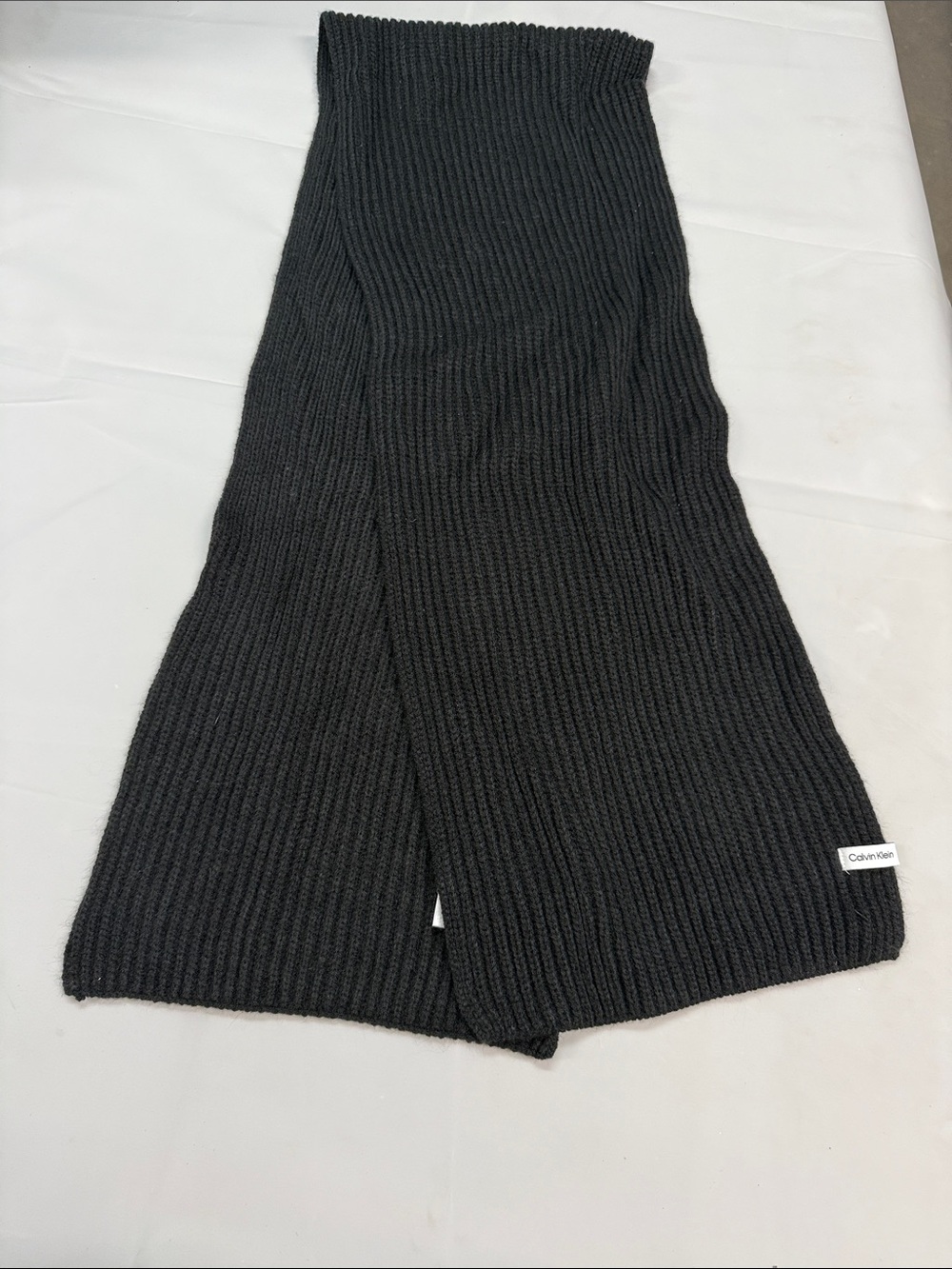 Calvin Klein Black Ribbed Knit Scarf